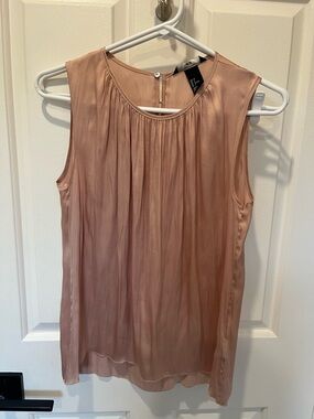 H&M Blush Pink Sleeveless Satin Pleated Neck Top